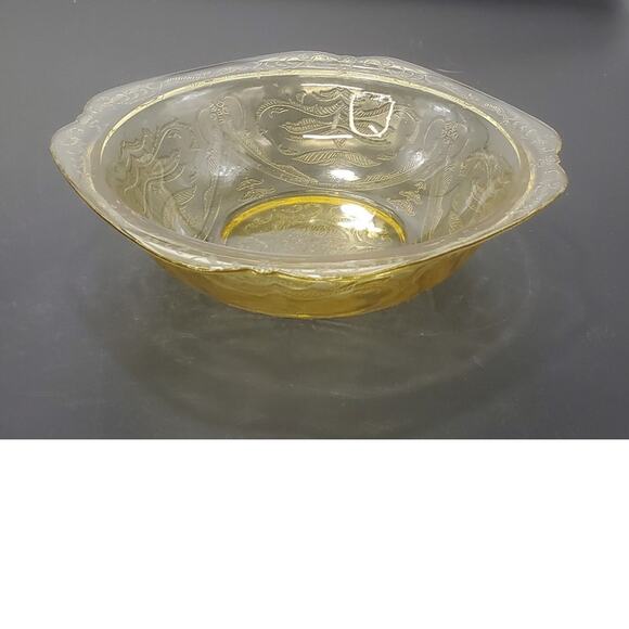 FEDERAL MADRID AMBER YELLOW DEPRESSION GLASS 8.25" Salad/Serving Bowl - Picture 2 of 7